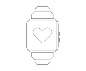 Cartoon smartwatch black and white clipart