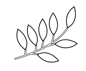 Cartoon autumn leaf black and white clipart