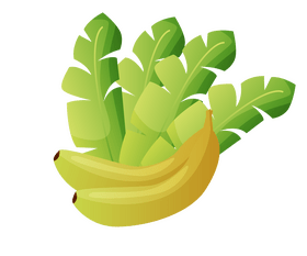 Bananas with leaves clipart