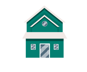 Green house with white roof clipart