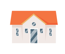 White house with red roof clipart