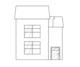 Two story house cartoon black and white clipart