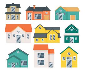 Flat houses vector