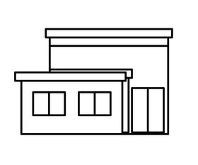 Public building drawing black and white clipart