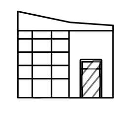 Commercial glass building black and white clipart