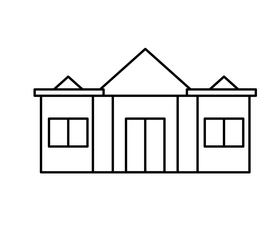 Public building cartoon black and white clipart