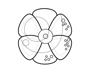 Cartoon pumpkin top view black and white clipart