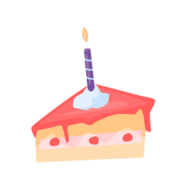 Birthday cake piece with candle clipart