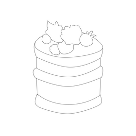 Fruit cupcake black and white clipart