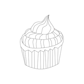 Cupcake black and white clipart