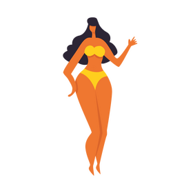 Brunette girl in bikini cartoon clipart