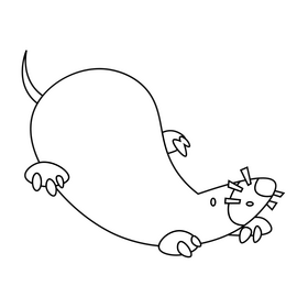 Mole digging black and white clipart