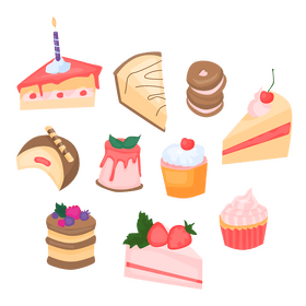 Cupcakes and cakes vector