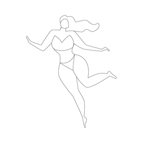 Feminism, full size woman black and white clipart