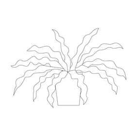 Potted plant illustration black and white clipart