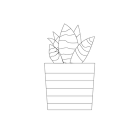 Potted plant cartoon black and white clipart