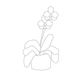 Flower plant in basket illustration black and white clipart