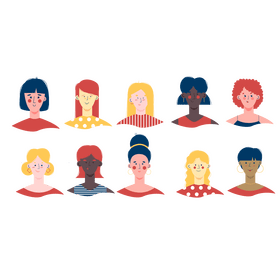 Cute girls portraits vector