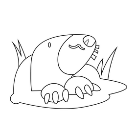 Mole looking from hole black and white clipart