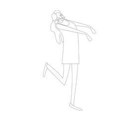 Cartoon zombie girl black and white clipart