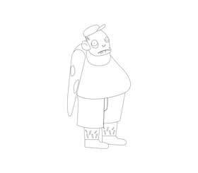 Fat zombie black and white clipart