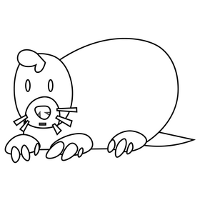 Printable cartoon mole sitting black and white clipart