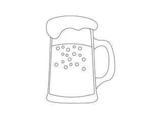 Light beer in a glass black and white clipart
