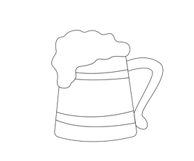 Beer in wooden mug drawing black and white clipart