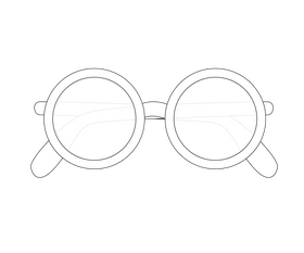 Girls sunglasses cartoon black and white clipart