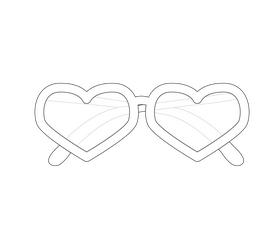 Heart shaped sunglasses for girls black and white clipart