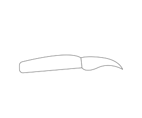 Curved blade knife black and white clipart