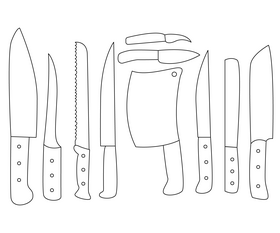 Knives, butcher black and white vector