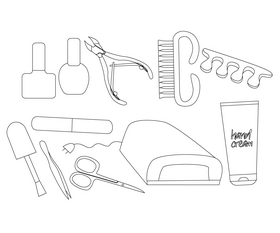 Nail beauty, manicure black and white vector