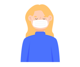 Blond cartoon girl in mask clipart