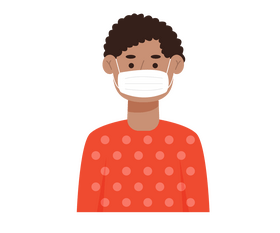African American black boy wearing mask illustration clipart