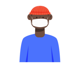 Black cartoon man in mask clipart