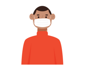 African American boy wearing mask clipart