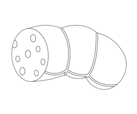 Chicken sausage cartoon black and white clipart