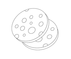 Free sausage slices black and white clipart