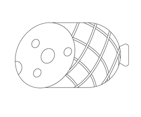 Half sausage cartoon black and white clipart