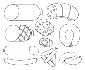 Sausages black and white vector