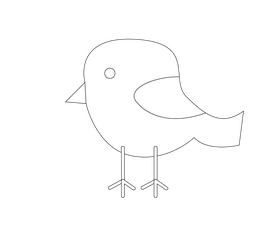 Blue bird cartoon black and white clipart