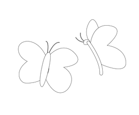Cartoon butterflies black and white clipart