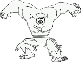 Hulk black and white clipart