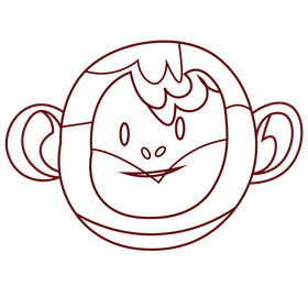 Monkey head black and white clipart