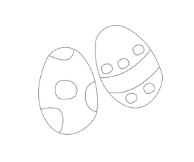 Easter eggs cartoon black and white clipart