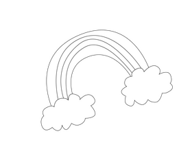 Rainbow cartoon black and white clipart