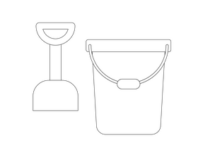 Beach bucket for kids black and white clipart