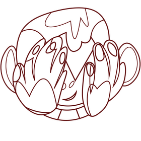 Cartoon monkey hiding eyes black and white clipart