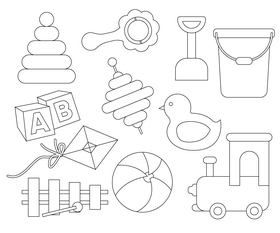 Toys black and white vector